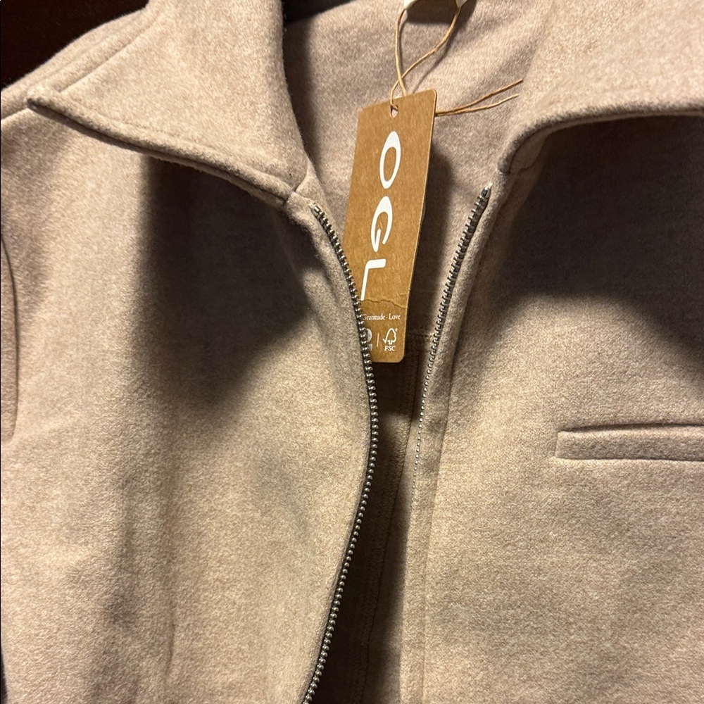 OGL Taupe Zip-Up Jacket and skirt